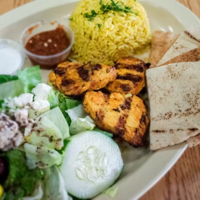 Chicken Kabob Plate.