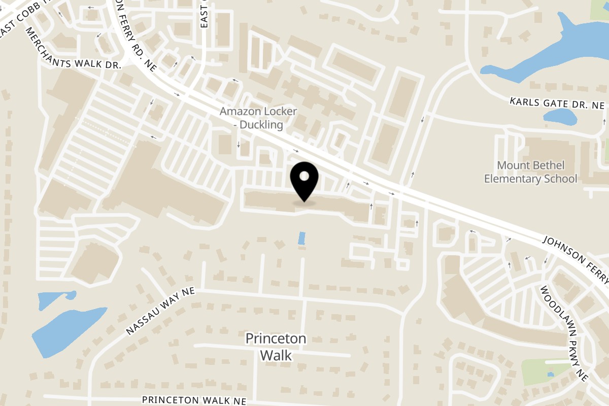 Map showing the location of Mediterranean Grill Marietta on 1255 Johnson Ferry Rd in Marietta